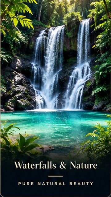 Waterfalls and nature — tropical waterfalls falling into a turquoise pool, from the 2500+ Luxury Travel & Nature Reels collection